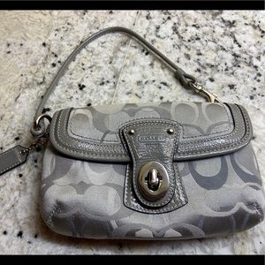 Coach large C logo small wristlet, grey